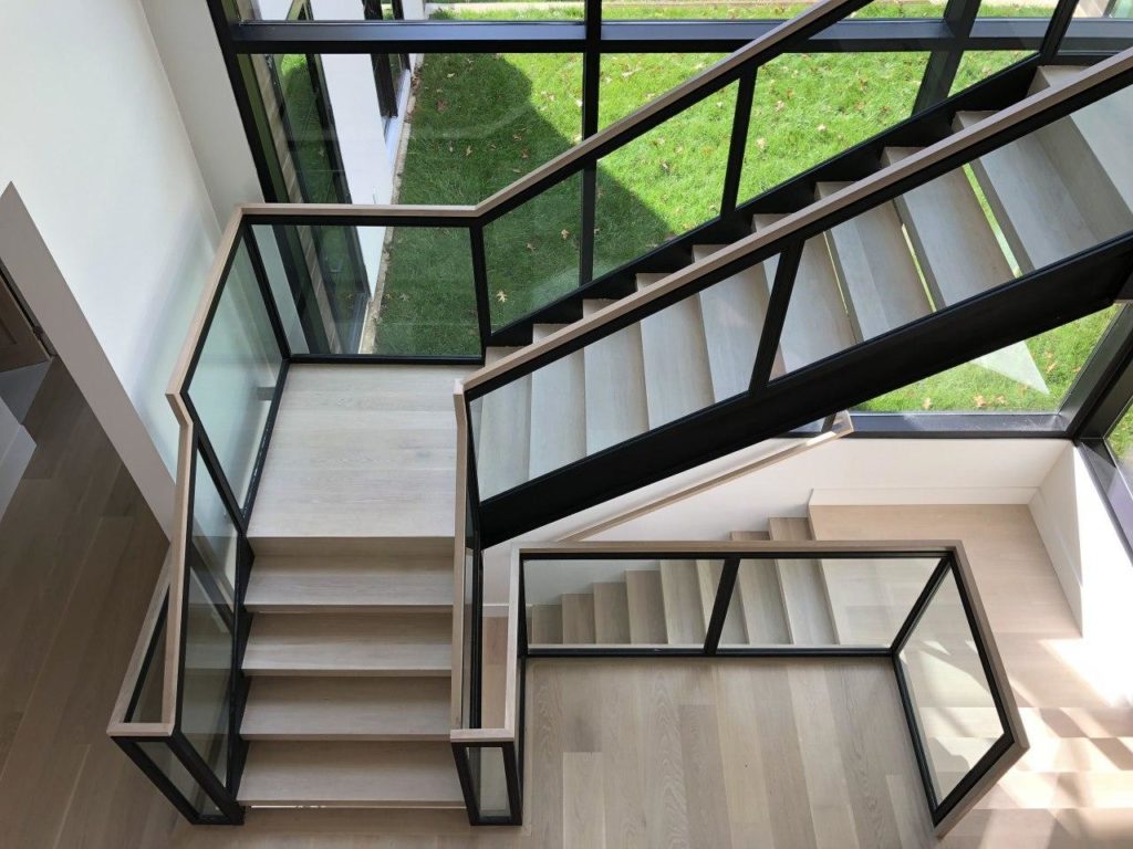Glass railings with metal frame